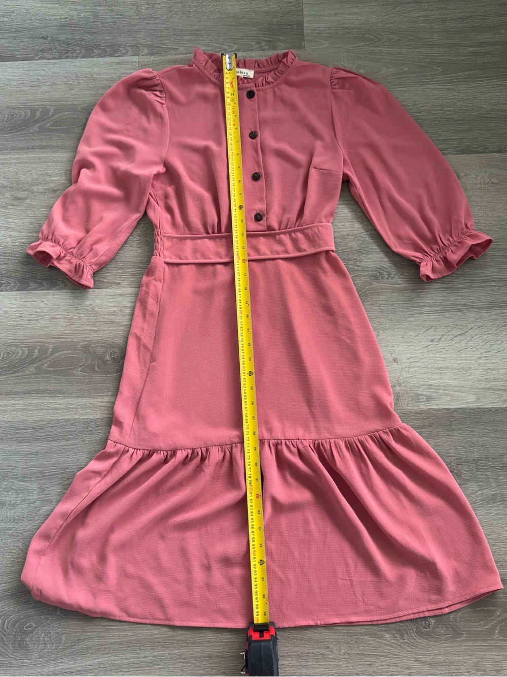 Monteau Rose-Pink Ruffle-Neck Midi Dress - Picture 6 of 10